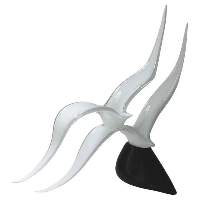 White Soaring Birds Sculpture Licio Zanetti Murano Glass For Sale - Image 8 of 11