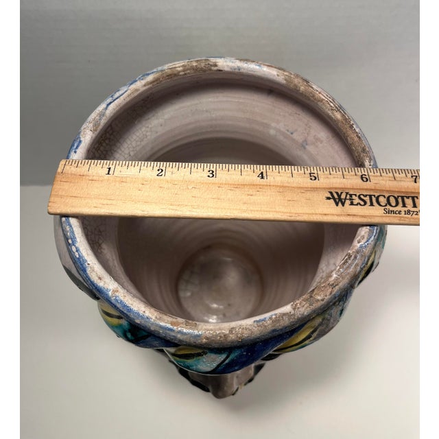 Circa 1950s Sicilian Majolica Moor Head Hand Made Ceramic Vase 10.5"h For Sale - Image 11 of 11