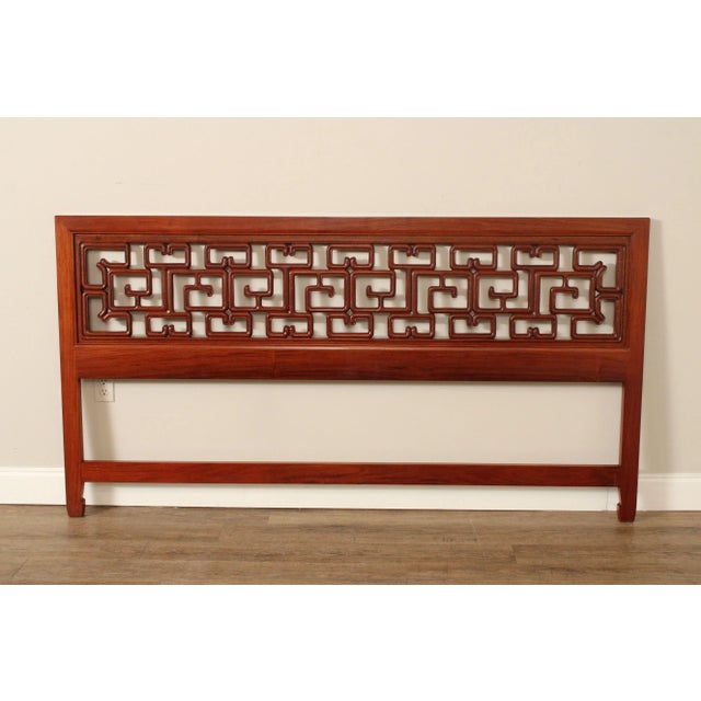 High Quality Vintage Chinese Rosewood King Headboard with Carved Fretwork Decoration