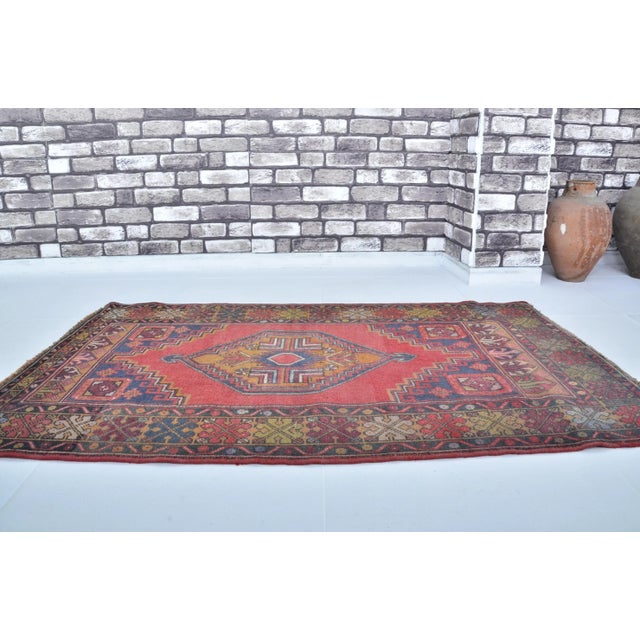 1960s Red Turkish Wool Oushak Nomadic Natural Rug For Sale - Image 5 of 11