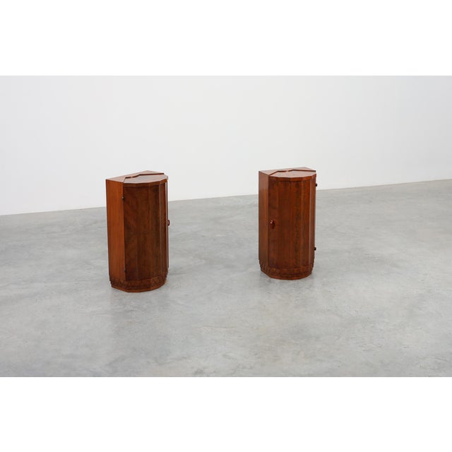 Brown Italian Art Deco Walnut Nightstands, 1920s, Set of 2 For Sale - Image 8 of 18