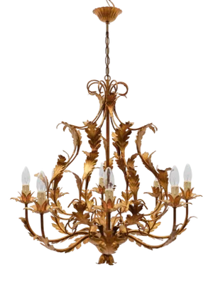 Large Floral 8-Light Ceiling Lamp by Hans Kögl, Germany, 1970s