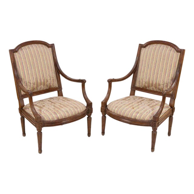 Louis XVI Walnut Chairs, France, 18th Century, Set of 2 For Sale
