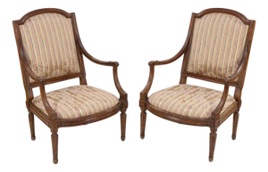 Louis XVI Walnut Chairs, France, 18th Century, Set of 2