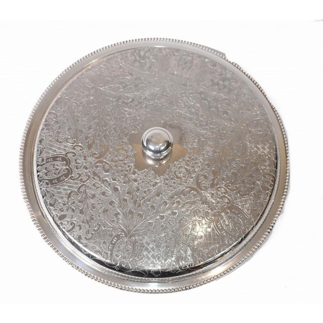Victorian Silver Plate Tray Serving Lidded Food Dome Platter For Sale - Image 6 of 12