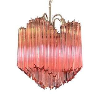 Modern Quadriedri Glass Chandelier in 60 Pink Prism Quadriedri, 1990 For Sale