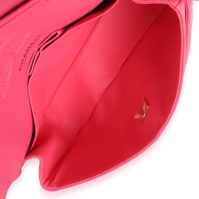 Pink Quilted Lambskin Small Classic Double Flap Bag For Sale - Image 9 of 10