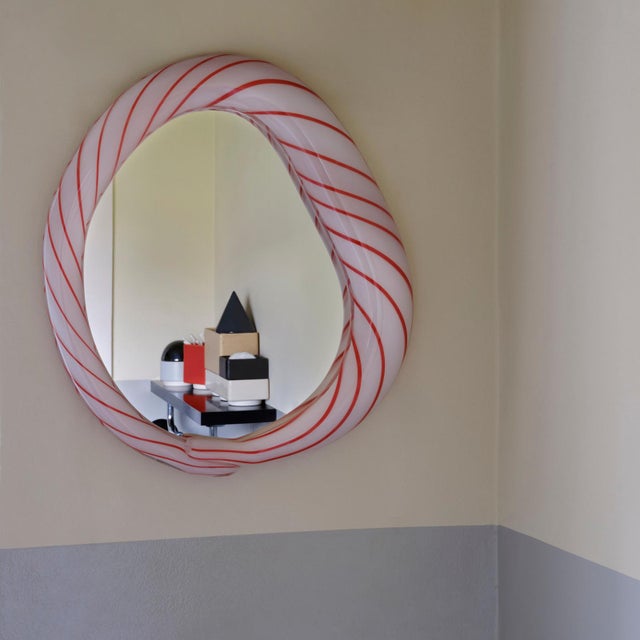 Large Candy Mirror in Striped Glass by Studio Berg For Sale - Image 6 of 14