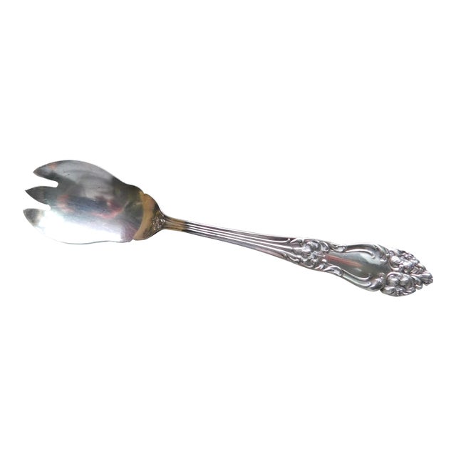 Reed & Barton Silver Plate Amaryllis Pattern Small Three Prong Spoon, c.1901 For Sale