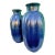 Custom Painted Navy Blue Large Clay Floral Vases Vessels- a Pair For Sale