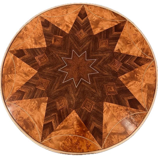 Metal Italian Marquetry Brass and Glass 2-Tiered Side Table, 1959 For Sale - Image 7 of 8