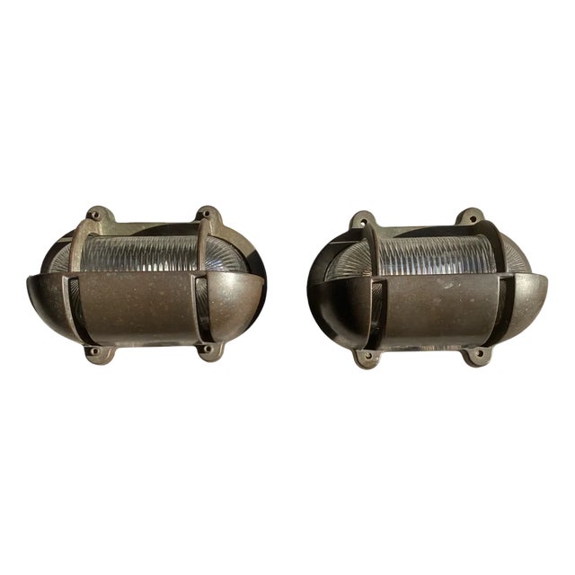 Industrial Brass Wall Lights, Set of 2 For Sale