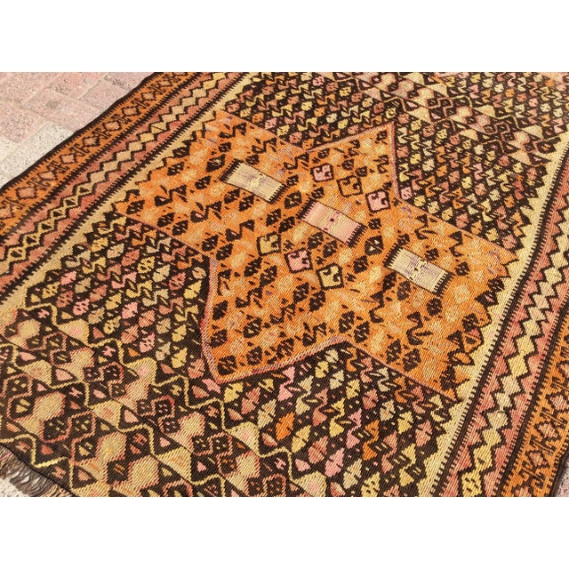 Authentic Rustic Handmade Kilim Runner - 50" X 133" For Sale - Image 10 of 13