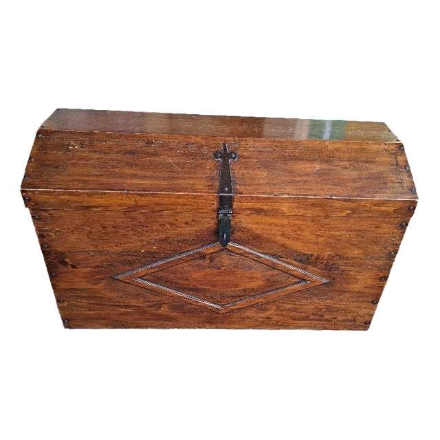 Vintage Trunk in Poplar Wood, 1940s For Sale