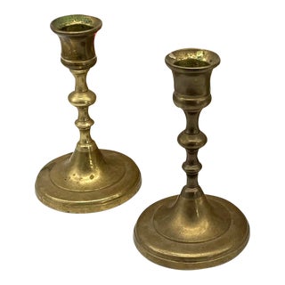 Pair of Early 20th Century Brass Candlesticks For Sale