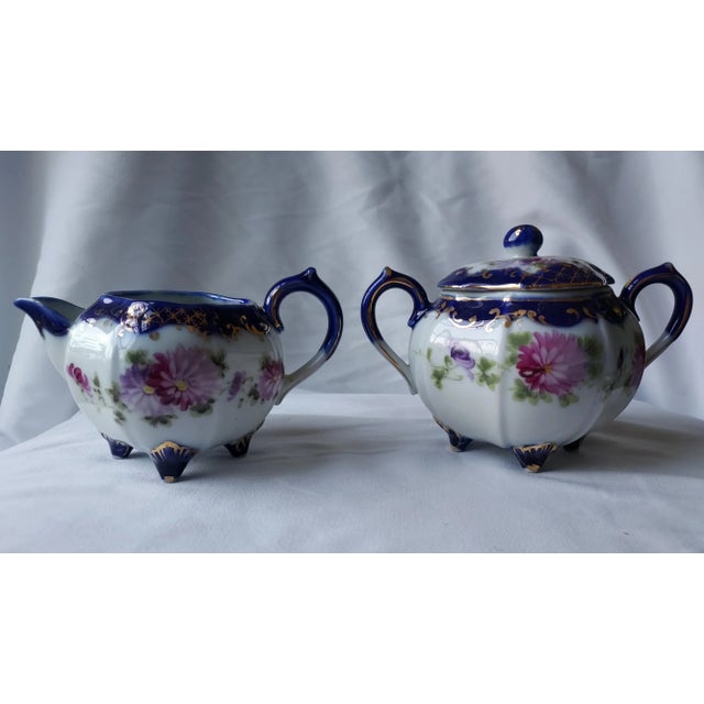 Japanese Late 19th Century Nippon Porcelain Creamer and Sugar Set For Sale - Image 3 of 7