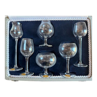 Mid 20th Century Moser Crystal Wine Club Miniature Physiognomic Set of 6 Snifters in Original Case. Never Used. For Sale
