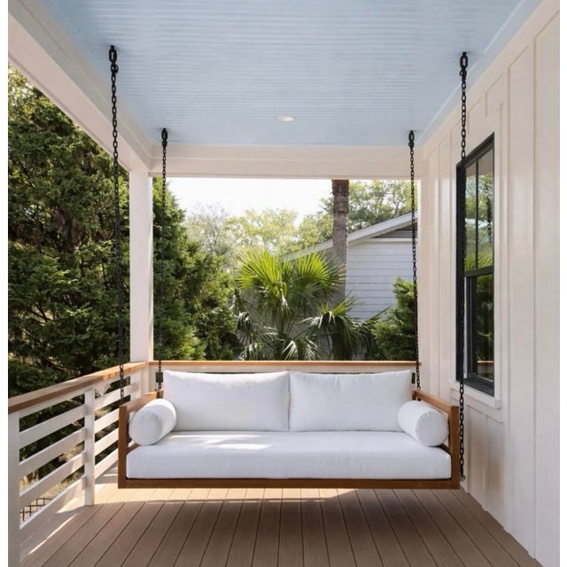 Wood Modern Coastal Teak Swing Bed – Del Mar For Sale - Image 7 of 10