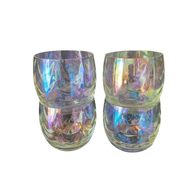 Boho Chic 1960s Mid Century Draping Iridescent Glasses Roly Poly - Set of 4 For Sale - Image 3 of 5
