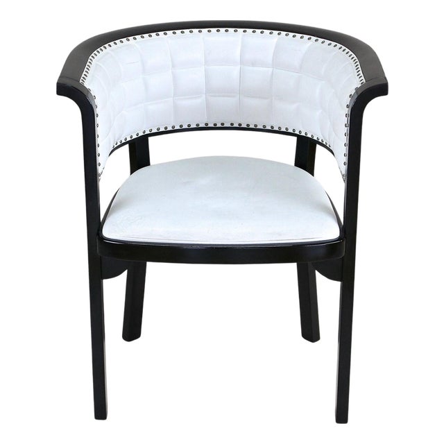 Vintage Armchair in White Leather by M. Kammerer for Thonet, 1980 For Sale