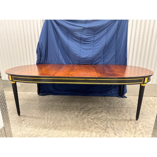 1960s Mid Century Louis XVI Jansen Style French Dining Table With Leaf For Sale - Image 4 of 8