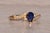 Gold Rue Oberkampf: Pear Shaped Natural Sapphire and Natural Diamond Bypass Ring in Yellow Gold For Sale - Image 8 of 11