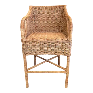 Vintage Wicker Lounge High Bar Stool