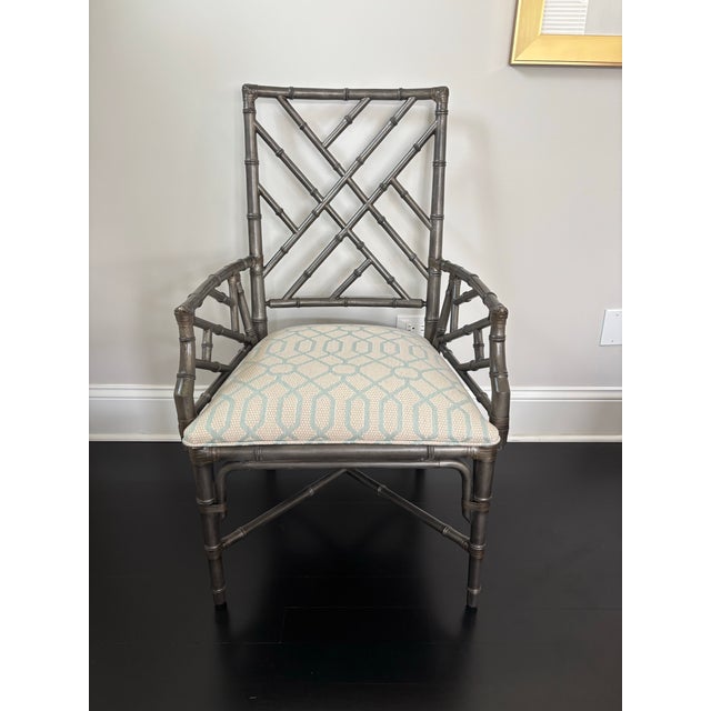 Chinoiserie Chinese Chippendale Lian Arm Chair by Ethan Allen For Sale - Image 3 of 9