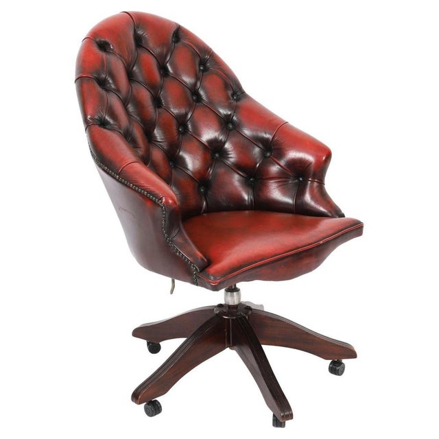 Vintage English Leather Desk Chair For Sale - Image 11 of 11