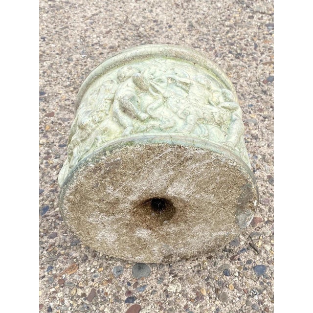 Late 20th Century Henri Studio Concrete Cement Small 11" Round Classical Cherub Garden Planter Pot For Sale - Image 10 of 11