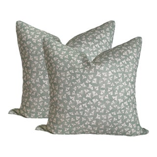Vera // Eau De Nil by Lauren Servati Textiles Pillows - A Pair For Sale