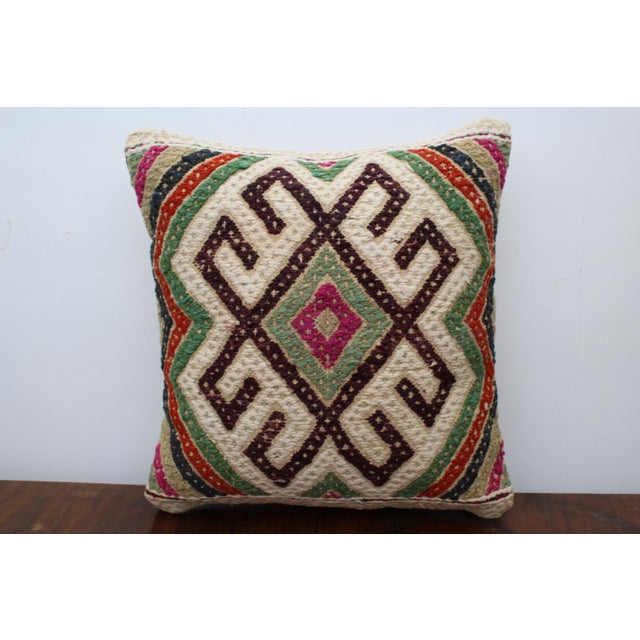 Turkish Kilim Decorative Pillow Cover - 14.5"x15.5" For Sale - Image 12 of 12