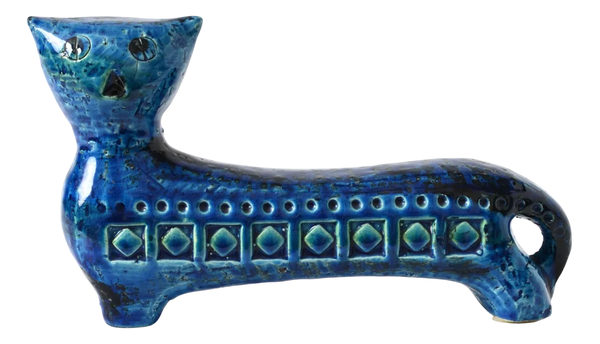 Rimini Blu Cat Figurine by Aldo Londi for Bitossi, 1960s | Chairish