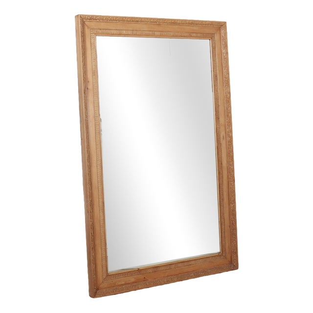 Large Vintage Carved Pine Mirror For Sale