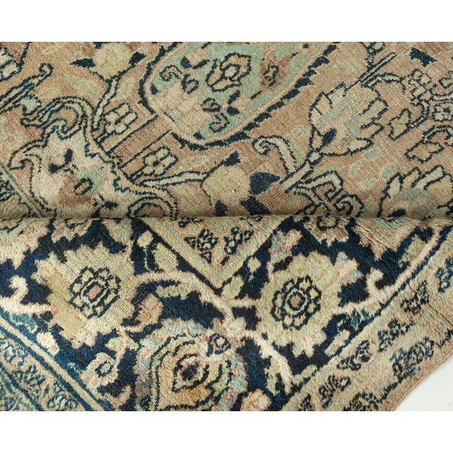 Textile Early 20th Century Persian Meshad Warm Beige Background Hand Knotted Wool Rug For Sale - Image 7 of 8