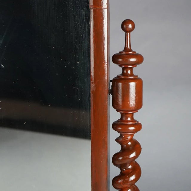 19th Century Antique English Elizabethan Mahogany Marble Top Shaving Mirror 19th Century For Sale - Image 5 of 10