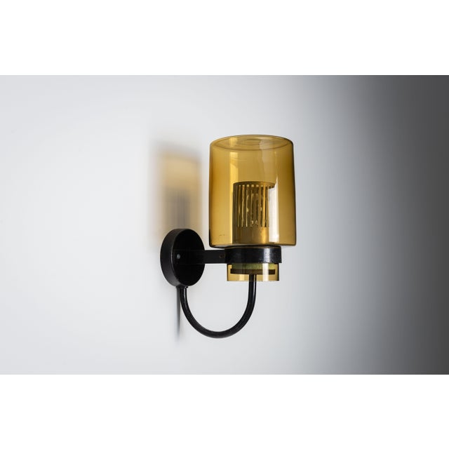 Metal Black Metal Wall Lamps with Yellow Shades and Inner Diffuser, 1960s, Set of 2 For Sale - Image 7 of 15