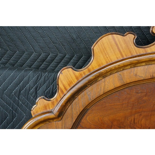 Antique Victorian Renaissance Revival Walnut Burl Arched Full Size Headboard For Sale - Image 14 of 17