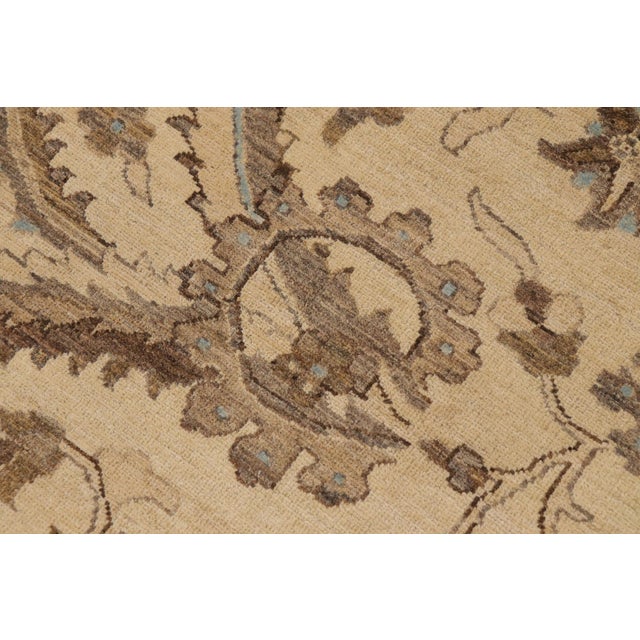 Bohemien Ziegler Beige Blue Hand-Knotted Wool Rug - 8'10'' X 11'9'' For Sale - Image 4 of 8