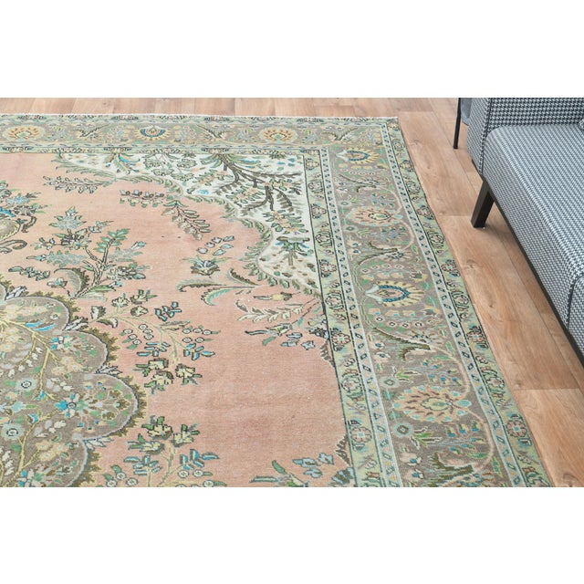 1970s Vintage Persian Handmade Wool Cotton Orange Oversized Rug For Sale - Image 9 of 11