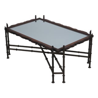 Baker Bamboo Form Iron Base Coffee Table For Sale