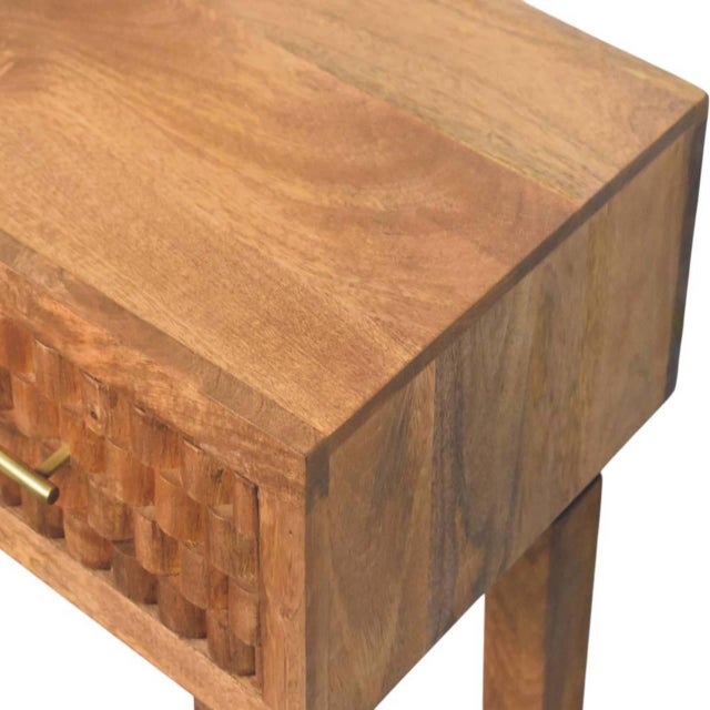 Golden Teak-Finish Mango Wood Brass-Accent Console Table For Sale In Philadelphia - Image 6 of 8