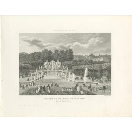 Paris & Versailles Views: Louvre, St Cloud, Versailles, Engravings, 1855, Set of 3 For Sale - Image 5 of 9