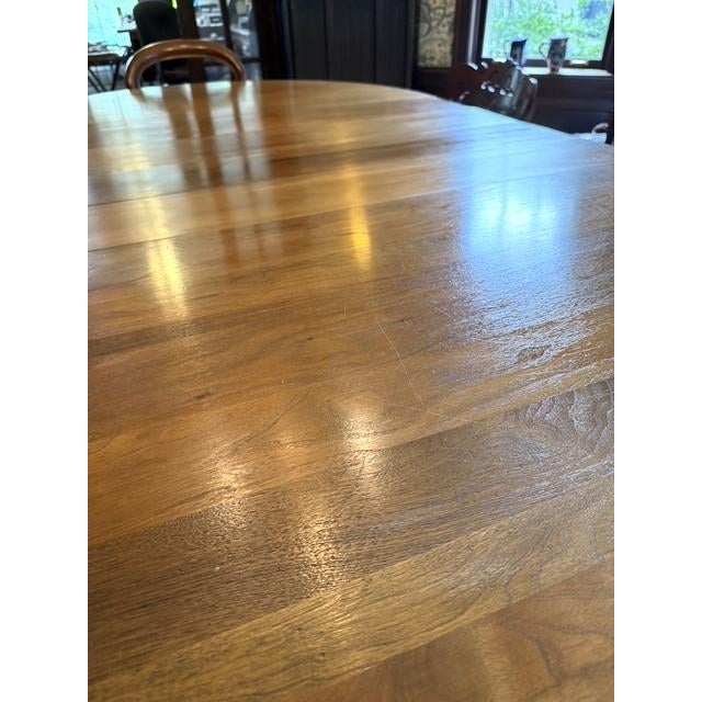 Brown Antique Walnut Dining Room Table, Queen Anne Style, 8 Leaves For Sale - Image 8 of 17