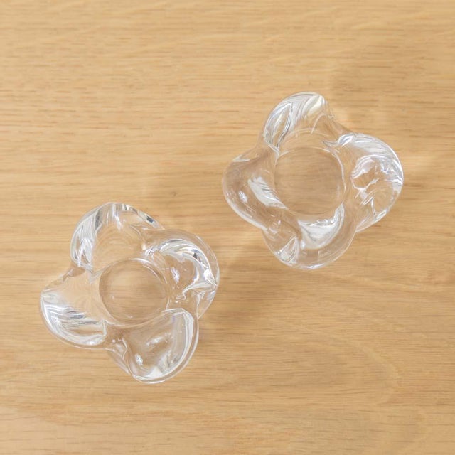 1950s Pair of French Glass Candle Holders For Sale - Image 4 of 10