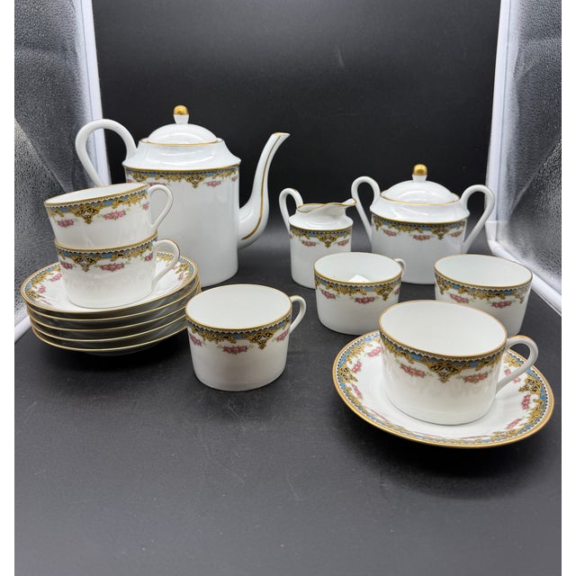Limoges Porcelain Tea Set, 1950s, Set of 15 For Sale - Image 14 of 14