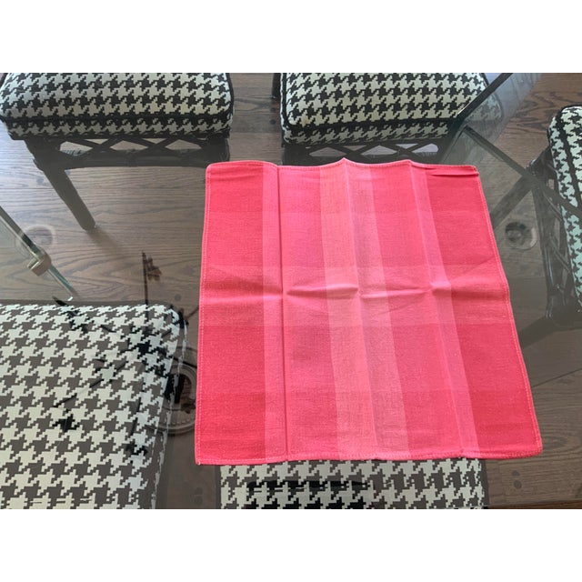Vintage Buffalo Check Pink Tablecloth & Napkins Set- 11 Pieces For Sale - Image 9 of 12