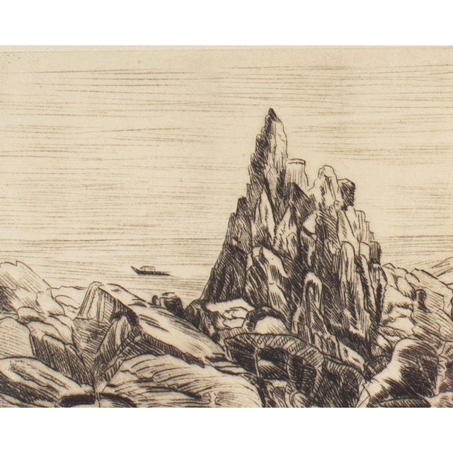 Japanese 1949 Limited Edition Coastal Etching by Fuji Nakamizo For Sale - Image 3 of 8