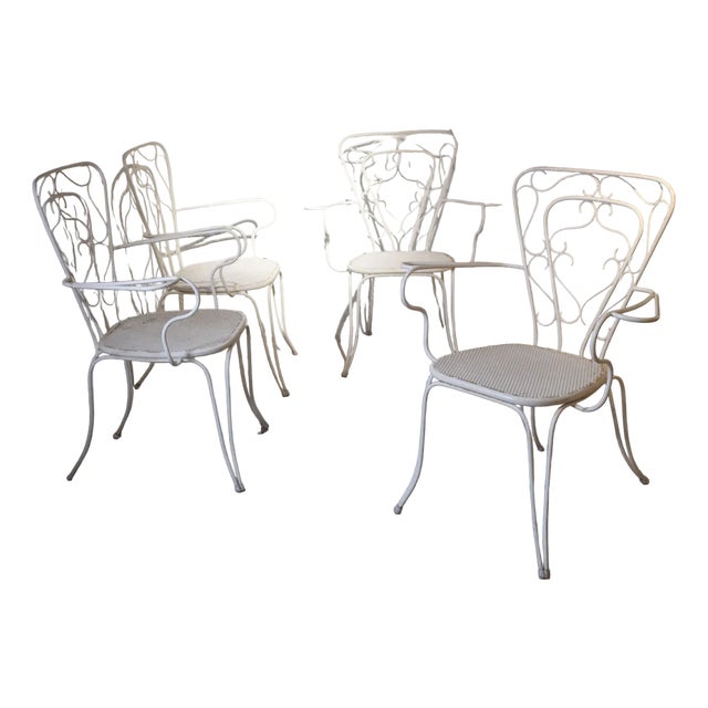 Wrought Iron Garden Chairs, 1950s, Set of 4 For Sale