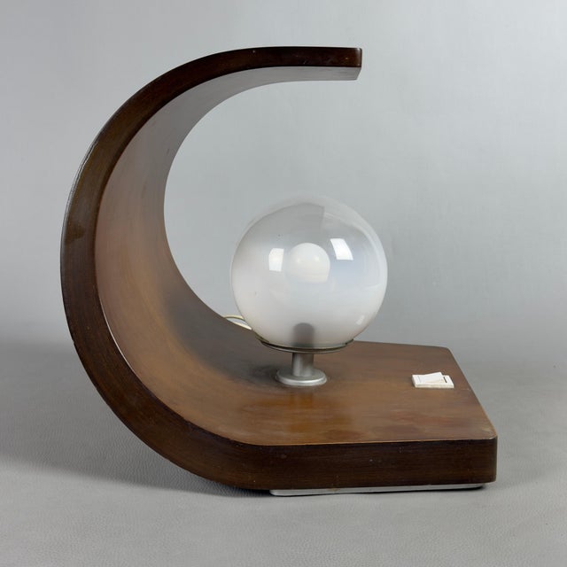 Orb Table Lamp in Curved Wood by Ignoto for Artigianato Italiano, 1960s For Sale - Image 11 of 11